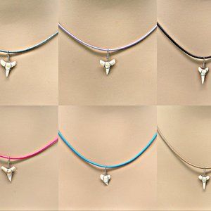 Necklace White Shark Tooth Adjustable Cord Youth to Adult, Boys, Girls 6 Colors